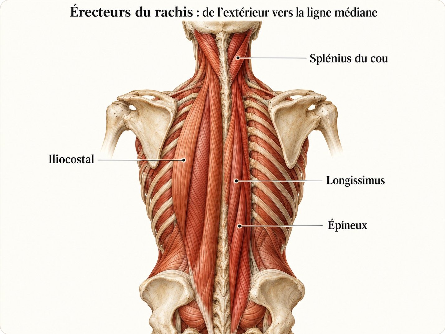 Planche complémentaire Iliocostal latéral, longissimus intermédiaire et épineux médial.